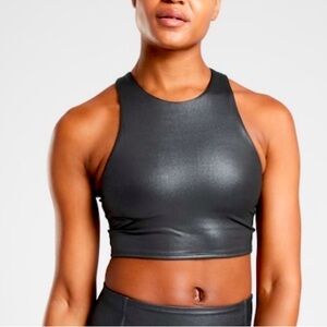 Athleta | Conscious Crop Bra Top in Black Shine Size Large
